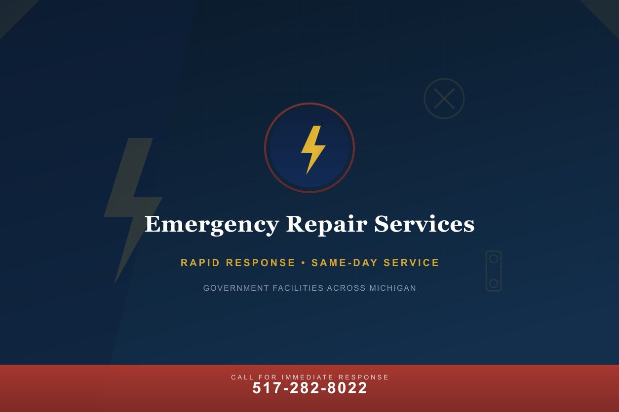 Emergency repair response team mobilizing for a government facility in Michigan